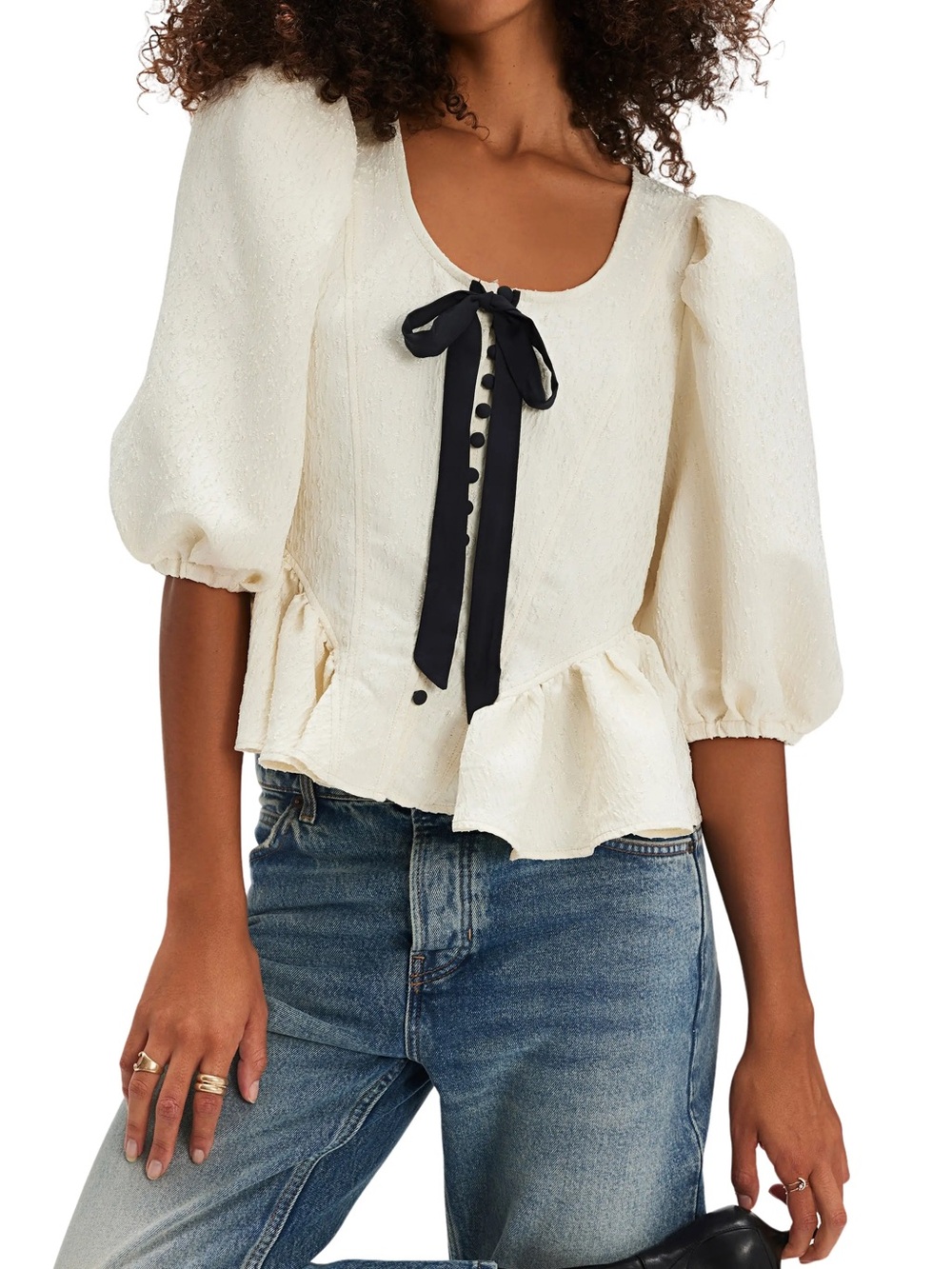 Pamela Embroidered Bow Crop Top